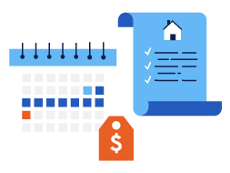 Calendar displaying rates and document displaying house rules